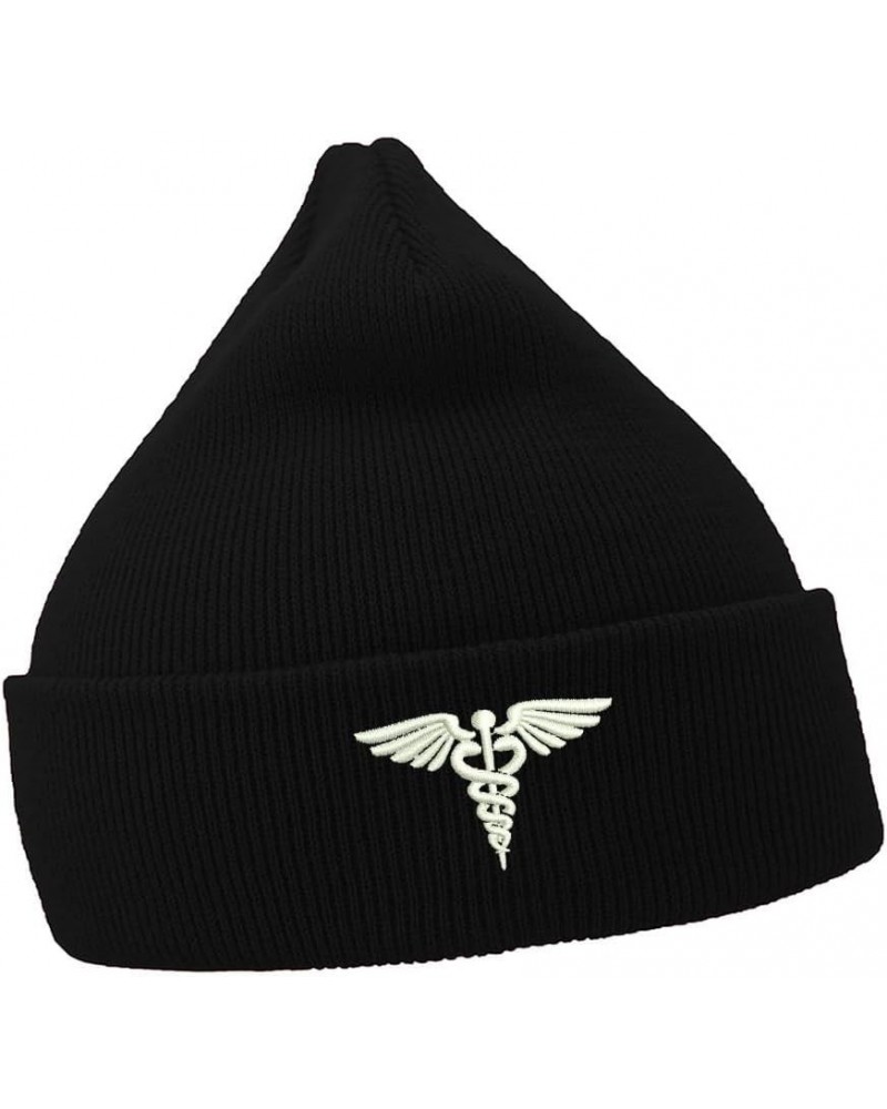 Mens Beanie Hats Medical Embroidered Casual Knit Hats for Women Winter Black $14.64 Skullies & Beanies