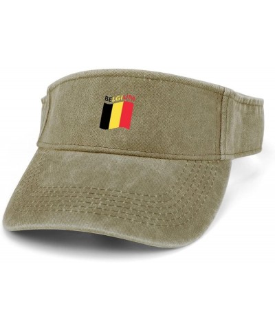 Flag of Belgium Sport Sun Visor Hats Adjustable Empty Top Baseball Cap Cotton Running Tennis Hat Beige-style $15.59 Visors