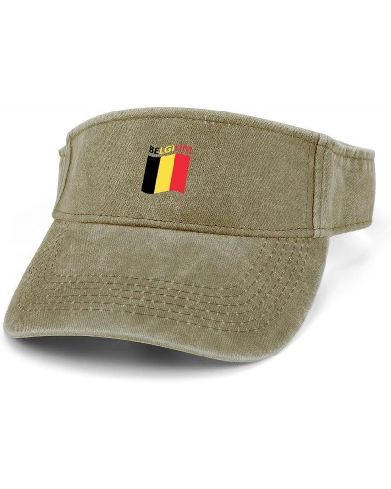 Flag of Belgium Sport Sun Visor Hats Adjustable Empty Top Baseball Cap Cotton Running Tennis Hat Beige-style $15.59 Visors