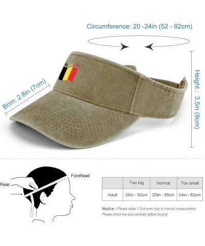 Flag of Belgium Sport Sun Visor Hats Adjustable Empty Top Baseball Cap Cotton Running Tennis Hat Beige-style $15.59 Visors