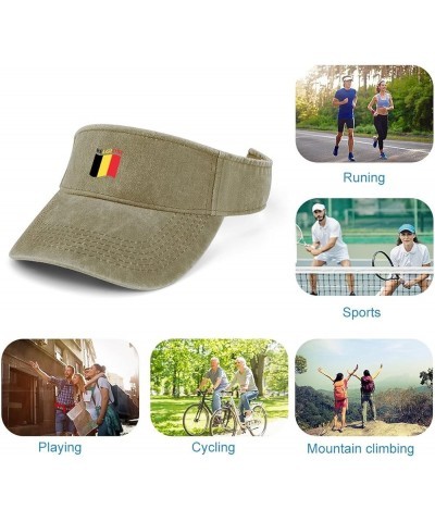 Flag of Belgium Sport Sun Visor Hats Adjustable Empty Top Baseball Cap Cotton Running Tennis Hat Beige-style $15.59 Visors