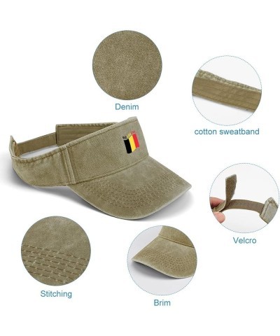 Flag of Belgium Sport Sun Visor Hats Adjustable Empty Top Baseball Cap Cotton Running Tennis Hat Beige-style $15.59 Visors