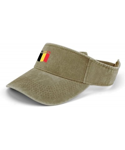 Flag of Belgium Sport Sun Visor Hats Adjustable Empty Top Baseball Cap Cotton Running Tennis Hat Beige-style $15.59 Visors