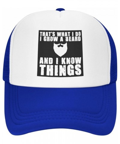 That's What I Do I Grow A Beard and I Know Things, Bearded Dad Men's Black Adjustable Baseball Cap Dad Hat Trucker Cap Blue $...