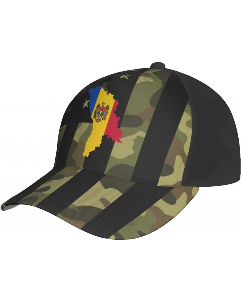 Moldova Flag Map Cap Tucker Hat Adjustable Baseball Caps Black $15.66 Baseball Caps