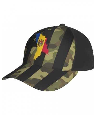 Moldova Flag Map Cap Tucker Hat Adjustable Baseball Caps Black $15.66 Baseball Caps