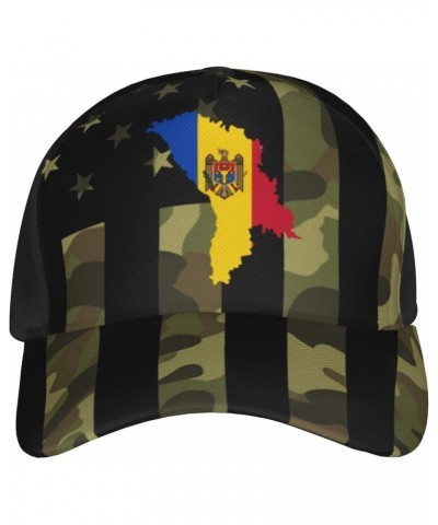 Moldova Flag Map Cap Tucker Hat Adjustable Baseball Caps Black $15.66 Baseball Caps