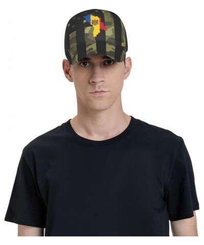 Moldova Flag Map Cap Tucker Hat Adjustable Baseball Caps Black $15.66 Baseball Caps