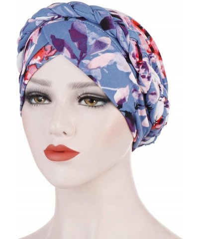 Muslim Braid Women Cap Wrap Floral Hat Turban Ruffle Baseball Caps Closet Hat Blue 2 $8.86 Skullies & Beanies