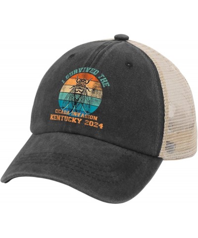 I Survived Cicada Invasion Kentucky 2024 Hats Cicada Hats for Men Women AllBlack Cowboy Hats Birthday Allblack $11.49 Basebal...