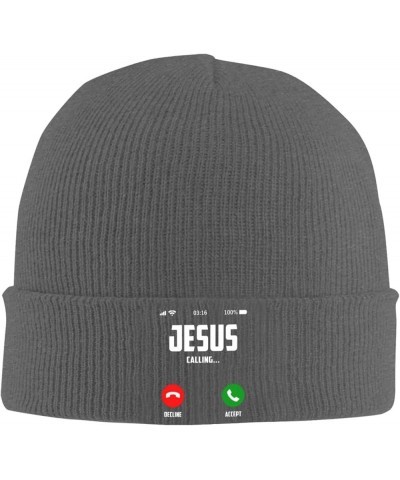 Jesus is Calling Knit Hats Winter Warm Chunky Beanie Hat for Men Women Deep Heather $13.04 Skullies & Beanies