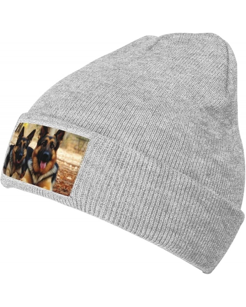 Beanie for Women German Shepherd Dog Print Knitted Hat Men Winter Beanies Soft Knit Hats Warm Beanie Cap Gray $12.61 Skullies...