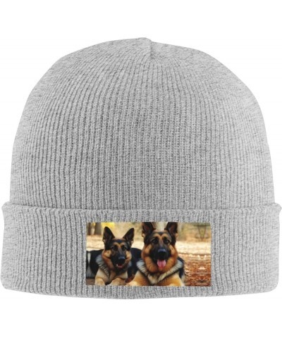 Beanie for Women German Shepherd Dog Print Knitted Hat Men Winter Beanies Soft Knit Hats Warm Beanie Cap Gray $12.61 Skullies...