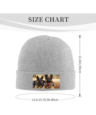 Beanie for Women German Shepherd Dog Print Knitted Hat Men Winter Beanies Soft Knit Hats Warm Beanie Cap Gray $12.61 Skullies...