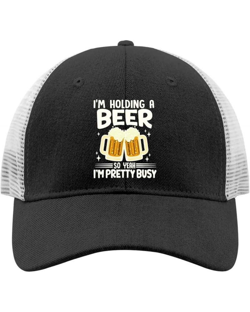 I'm Holding A Beer So Yeah I'm Pretty Busy Hats for Mens Baseball Cap funny Washed hiking hat Allblack $10.06 Baseball Caps