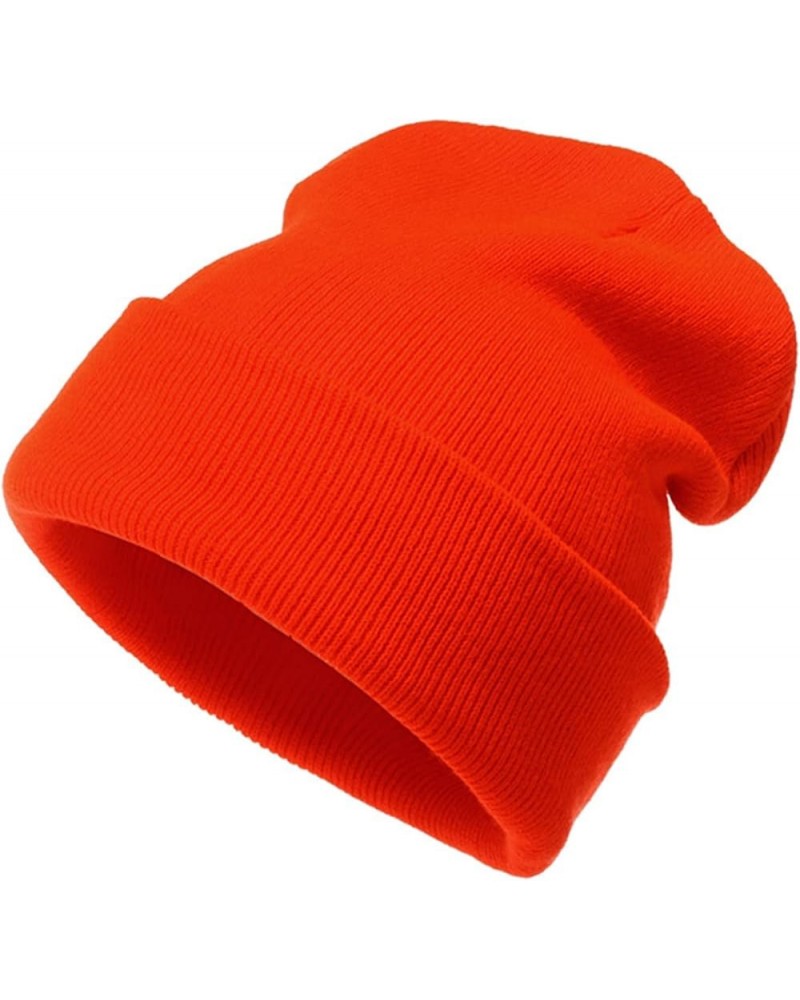 Womens Knitted Hat with Visor Brim Winter Slouchy Hat Warm Lined Snow Caps Gifts Christmas Orange $6.15 Skullies & Beanies