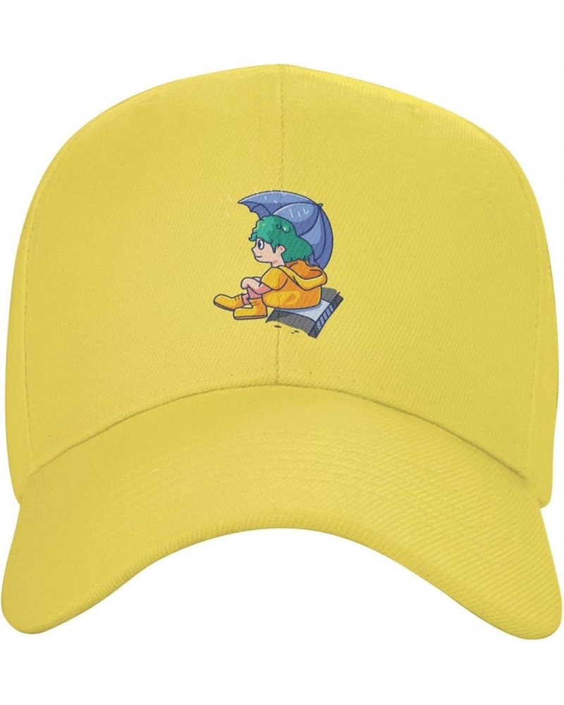 Cute Little Boy in Raincoat Baseball Cap for Men Women Hat Adjustable Truck Driver Baseball Caps Dad Hats Yellow $9.84 Rain Hats