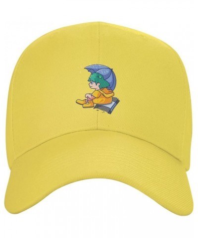 Cute Little Boy in Raincoat Baseball Cap for Men Women Hat Adjustable Truck Driver Baseball Caps Dad Hats Yellow $9.84 Rain Hats