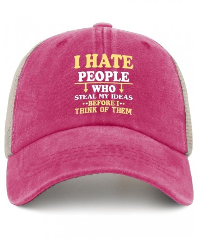 I Hate People Hat for Mens Retro Cap for Womens AllBlack Cap Humor for Mailman Pink $9.00 Sun Hats