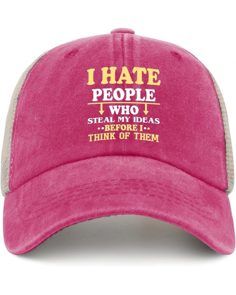 I Hate People Hat for Mens Retro Cap for Womens AllBlack Cap Humor for Mailman Pink $9.00 Sun Hats