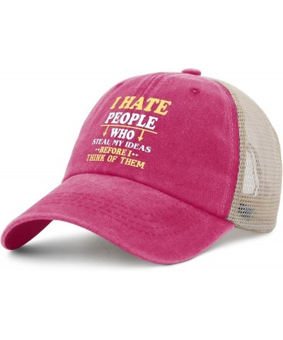 I Hate People Hat for Mens Retro Cap for Womens AllBlack Cap Humor for Mailman Pink $9.00 Sun Hats