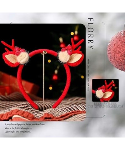 Christmas Headbands for Women Antler Headband Headwear Xmas Elk Reindeer Decorative Hair Accessories for Holiday Party(Red) R...