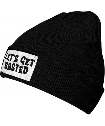 Let's Get Basted Beanie Hat for Women Men Winter Hat Cuffed Knit Skull Cap Warm Ski Hats Black $10.94 Skullies & Beanies