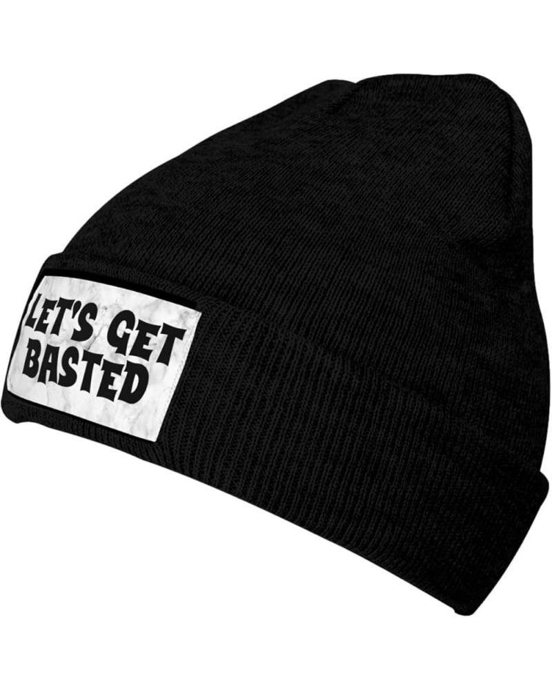 Let's Get Basted Beanie Hat for Women Men Winter Hat Cuffed Knit Skull Cap Warm Ski Hats Black $10.94 Skullies & Beanies