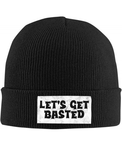 Let's Get Basted Beanie Hat for Women Men Winter Hat Cuffed Knit Skull Cap Warm Ski Hats Black $10.94 Skullies & Beanies