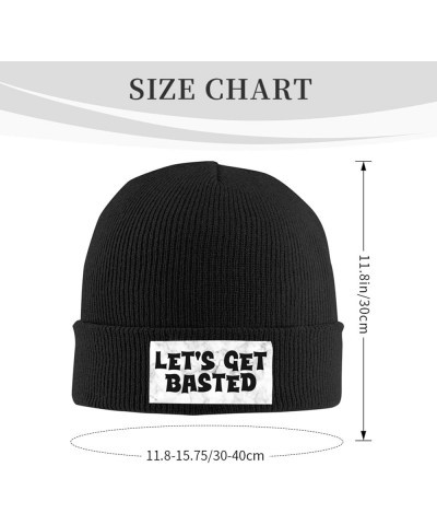 Let's Get Basted Beanie Hat for Women Men Winter Hat Cuffed Knit Skull Cap Warm Ski Hats Black $10.94 Skullies & Beanies