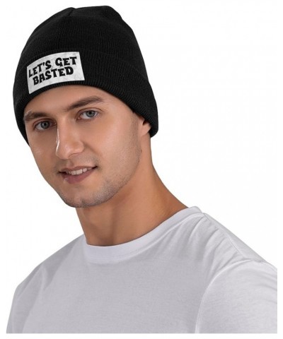 Let's Get Basted Beanie Hat for Women Men Winter Hat Cuffed Knit Skull Cap Warm Ski Hats Black $10.94 Skullies & Beanies