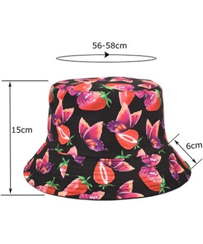 Women's Outdoor Travel Hat Men and Women Casual Summer Printed Outdoor Double Sided Flat Top Sunshade Bucket Hat Grey $7.82 B...