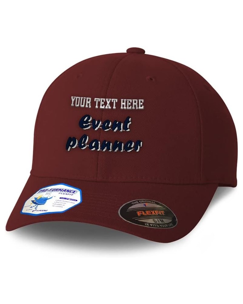 Flexfit Hats for Men & Women Event Planner Polyester Dad Hat Baseball Cap Burgundy Personalized Text Here $15.11 Baseball Caps