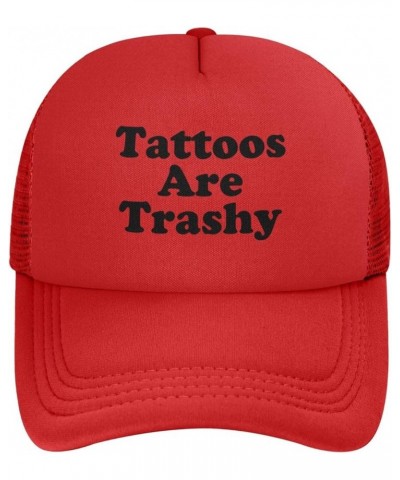 Tattoos are Trashy Unisex Baseball Cap Original Mesh Trucker Cap Adjustable Red $9.34 Baseball Caps