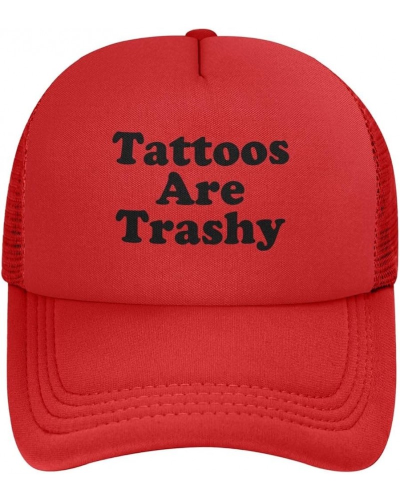 Tattoos are Trashy Unisex Baseball Cap Original Mesh Trucker Cap Adjustable Red $9.34 Baseball Caps