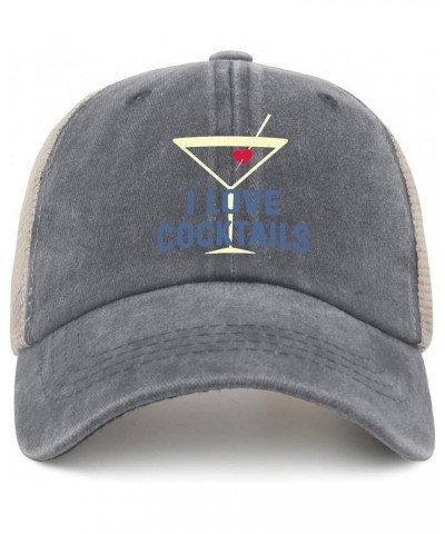 I Love Cocktails Hat Men Fashionable Hats Mens AllBlack Cycling Cap Low Profile Unique Gifts for Mailman Gray01 $13.18 Baseba...