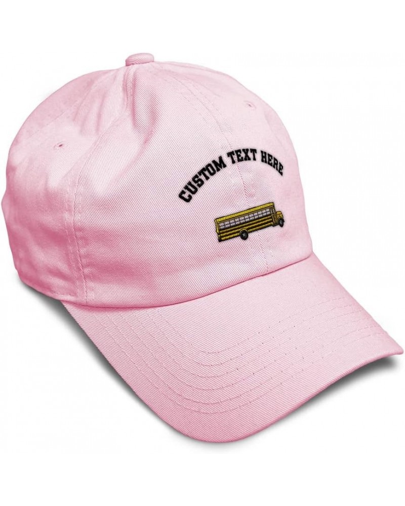 Custom Soft Baseball Cap School Bus B Embroidery Bus School Bus Twill Cotton Dad Hats for Men & Women Soft Pink Personalized ...