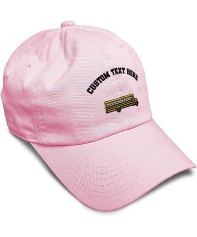 Custom Soft Baseball Cap School Bus B Embroidery Bus School Bus Twill Cotton Dad Hats for Men & Women Soft Pink Personalized ...