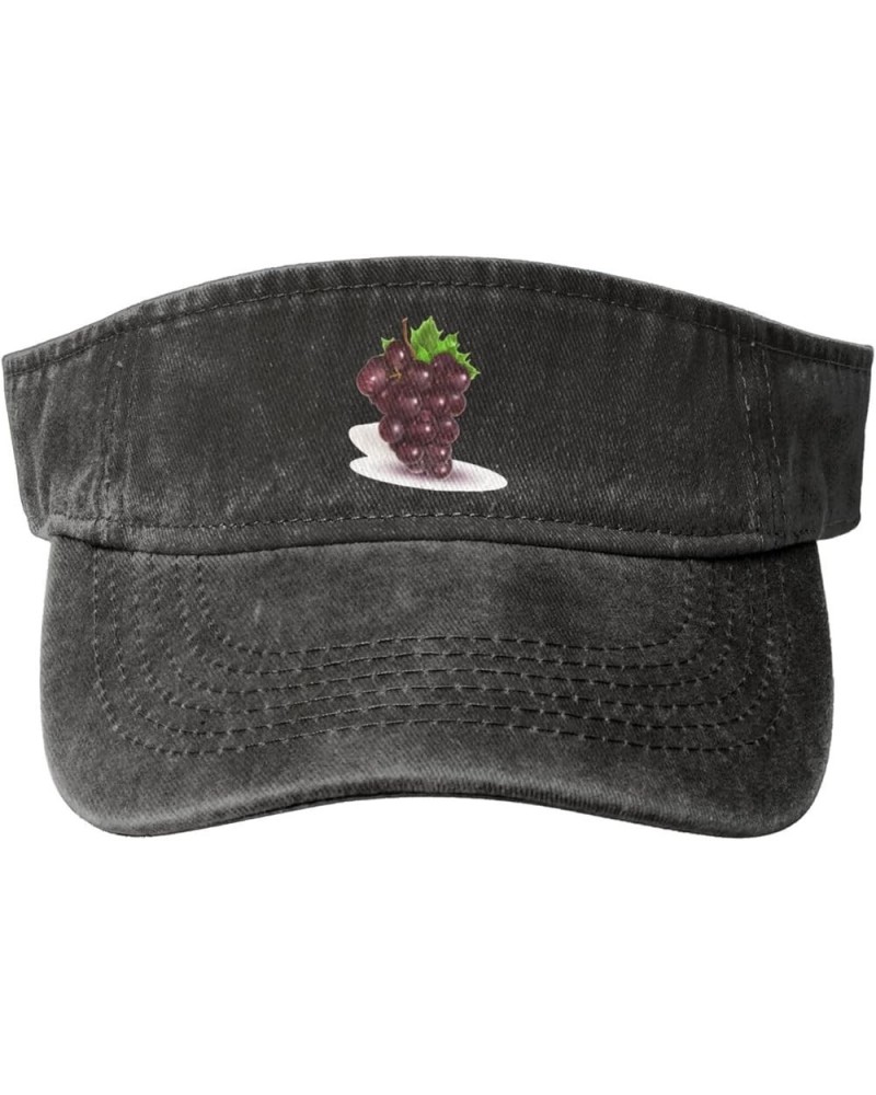 Fresh Grapes Sun Visor Hats for Women Men Sun Hat Cotton Golf Hat Vintage Baseball Cap Black $12.81 Visors