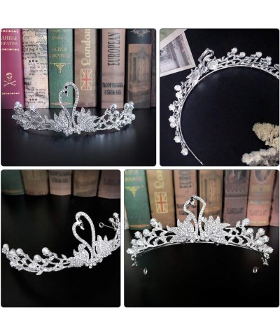 1 Pc Swan Crown Crystal Baby Shower Flower Queen Tiaras Flower Wedding Headpiece Girls Headband Tiara Headband Princess Bride...