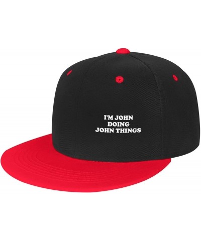 I'm John Doing John Things Hat Adjustable Funny Flat Bill Baseball Cap Hip Hop Hats Men Women Red $10.98 Baseball Caps