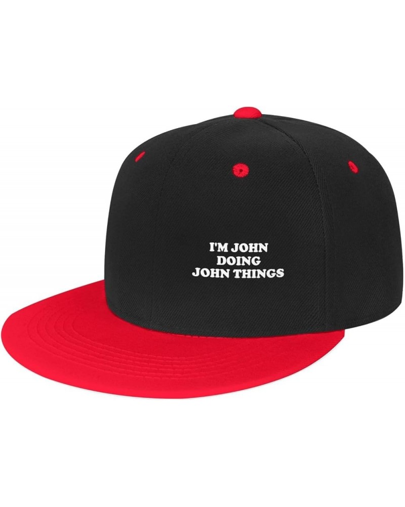 I'm John Doing John Things Hat Adjustable Funny Flat Bill Baseball Cap Hip Hop Hats Men Women Red $10.98 Baseball Caps