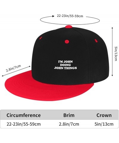 I'm John Doing John Things Hat Adjustable Funny Flat Bill Baseball Cap Hip Hop Hats Men Women Red $10.98 Baseball Caps