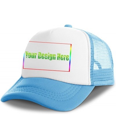 Custom Sun Visor Hat Your Design Here Curved Mesh Hat Thanksgiving Gifts Sky Blue 0 $12.41 Sun Hats