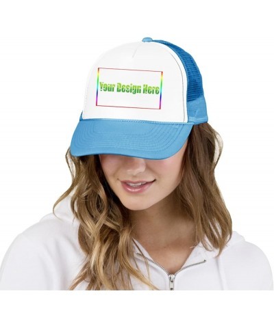 Custom Sun Visor Hat Your Design Here Curved Mesh Hat Thanksgiving Gifts Sky Blue 0 $12.41 Sun Hats