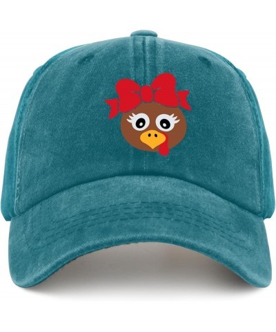 Turkey Face Thanksgiving Red Bow Tie Hats Mens Outdoor Hat Cyan Blue Hiking Hat Women Gifts for Dad Golf Hat Cyan Blue $11.39...