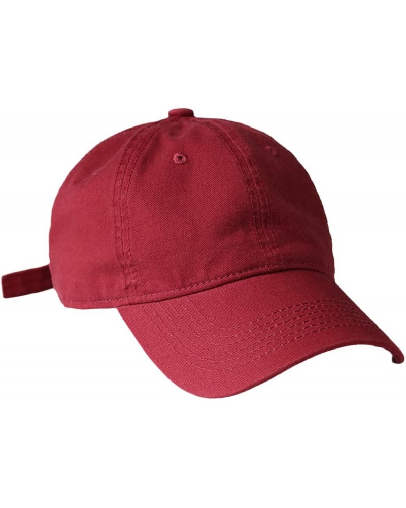 Classic Baseball Cap For Women Men Summer Solid Color Cotton Snapback Hat Wine Red $25.27 Baseball Caps