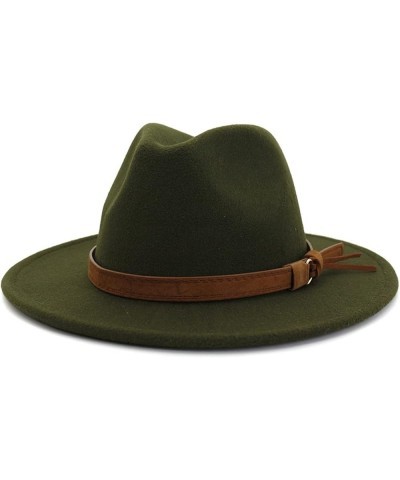 Men/Women Snap Brim Vintage Style Dress Fedora Hat Wool Felt in Black, Grey, Navy, Brown and Pecan Army Green $9.49 Sun Hats