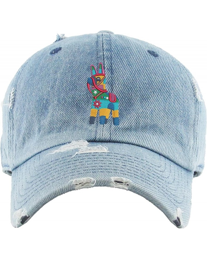 Fiesta Pinata Dad Hat Embroidery Vintage Adjustable Embroidered Cap Medium Denim $12.66 Baseball Caps