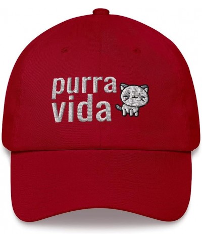 Purra Vida Funny Cat Mom Cat Lover Pet Embroidered Dad Hat Adjustable Cotton Cap Cranberry $21.51 Baseball Caps